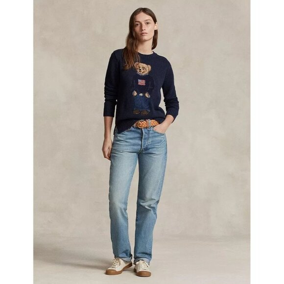Polo Ralph Lauren Bear Pullover in Navy Multi Medium New Womens Sweater - Picture 13 of 16